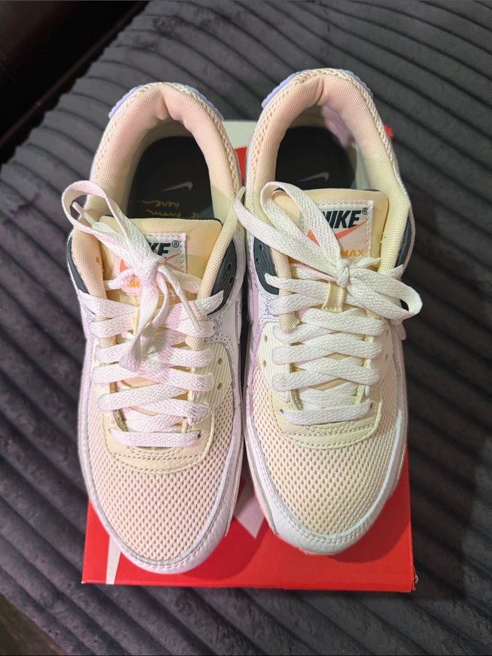 Nike Women’s Air Max Mesh Sneaker - White/Cream with Coral Accent